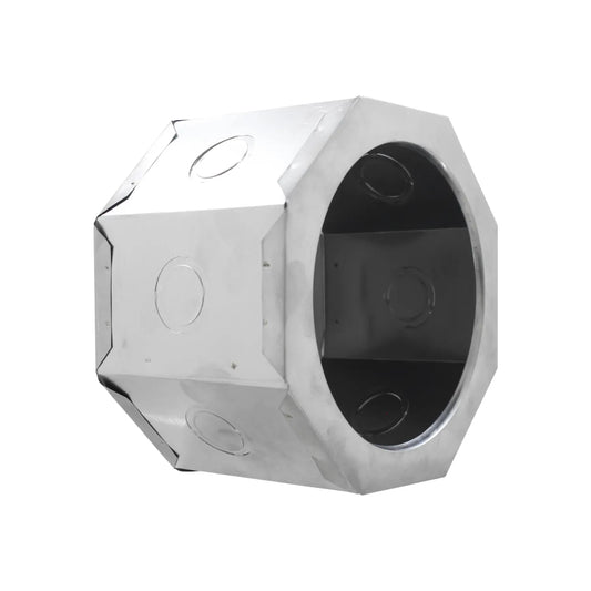 Caja eléctrica octagonal metálica de acero galvanizado con orificios troquelados para conexiones conduit
