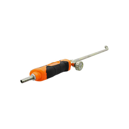 Lanza para fumigadora con mango ergonómico naranja, válvula reguladora y boquilla metálica de alta presión