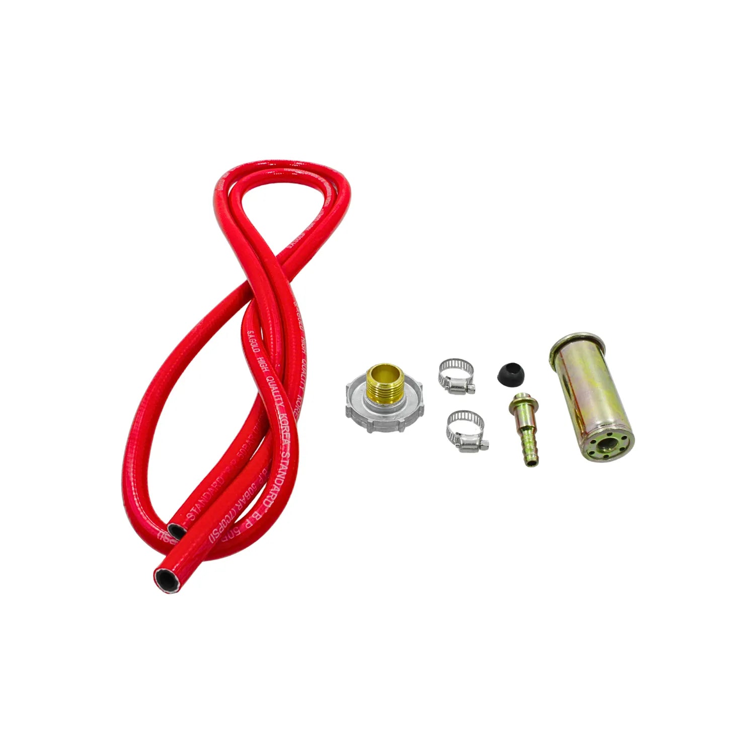 Kit de manguera roja de alta presión 50 bar con filtro de succión y abrazaderas para motobomba o fumigadora
