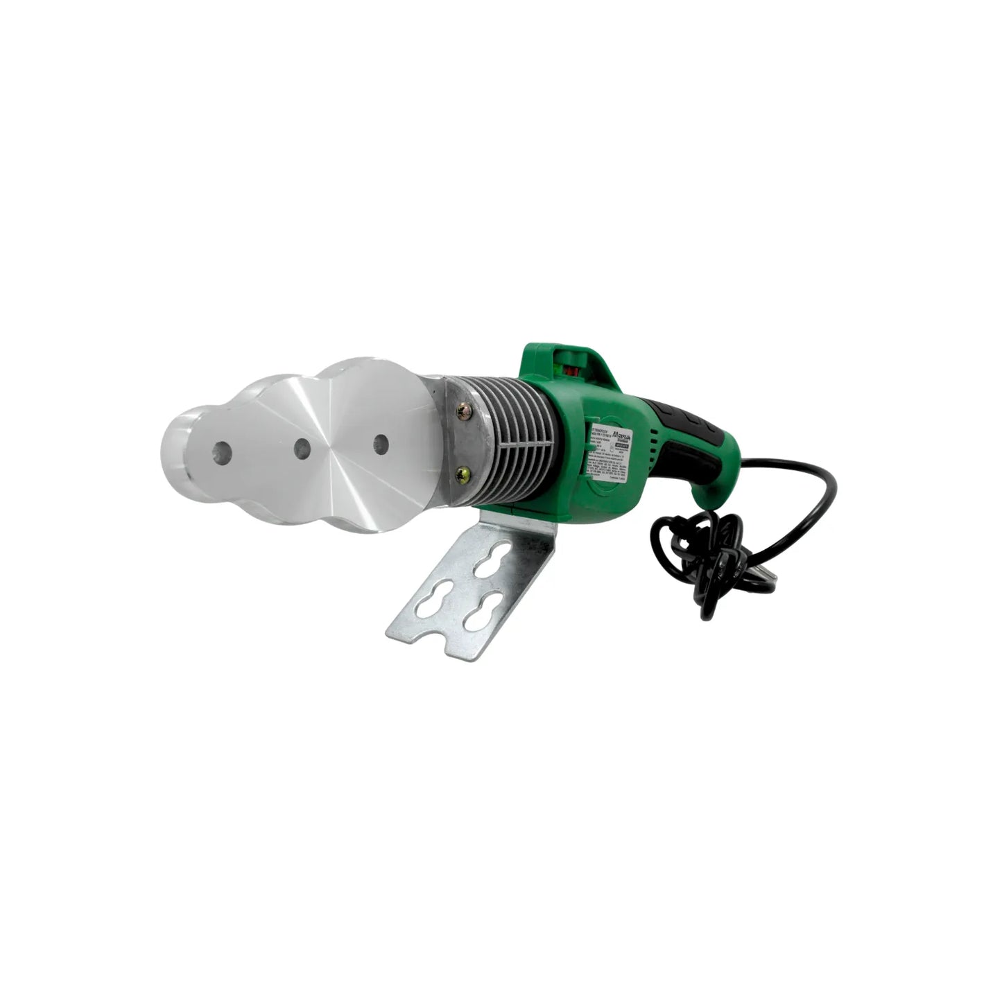 Termofusora verde para tubería PPR y plástico con base metálica y placa calefactora de tres orificios para soldar tubos