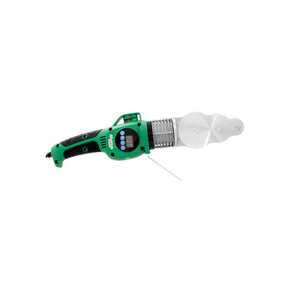 Termofusora digital Maxflu verde para soldadura de tuberías PPR con pantalla LED y control de temperatura.