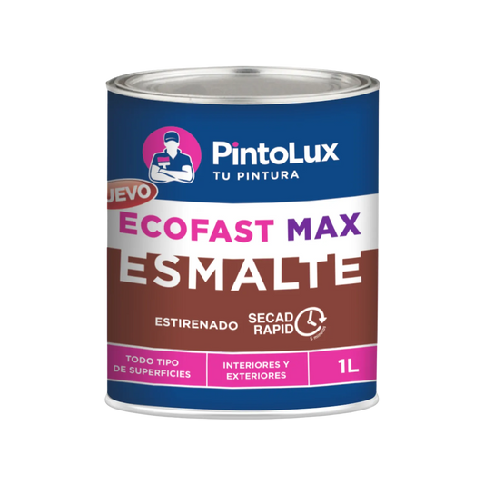 Pintura esmalte PintoLux EcoFast Max 1L rojo óxido, secado rápido 5 min, para todo tipo de superficies, interior/exterior