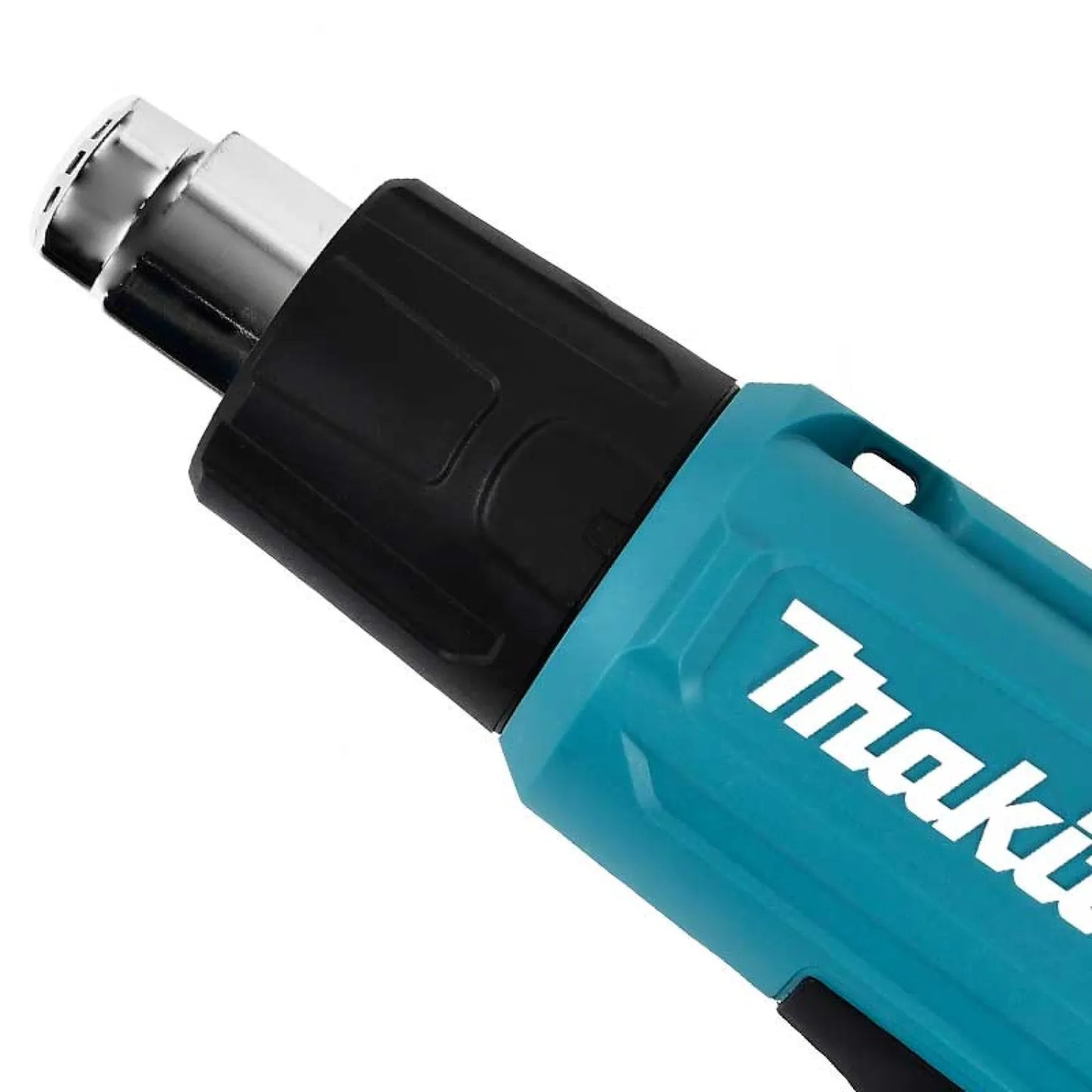 Pistola de calor Makita azul turquesa con boquilla metálica, herramienta eléctrica profesional