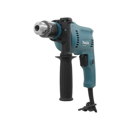 Rotomartillo eléctrico Makita MT azul/negro, taladro percutor con mandril de 13mm y empuñadura auxiliar con cable.