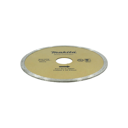 Disco de corte diamantado Makita D-36837, 115mm (4 1/2") de corona continua para mármol.