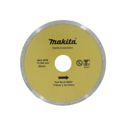 Disco diamantado Makita 4 1/2 pulg corona continua para corte de mármol