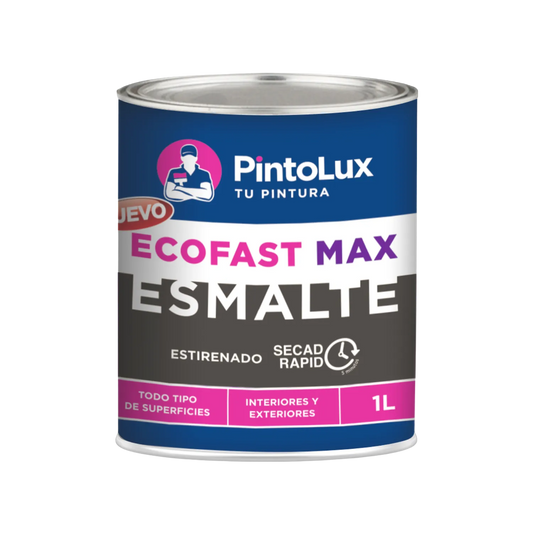 Pintura esmalte PintoLux EcoFast Max 1L, secado rápido 5 min, multisuperficie interior y exterior
