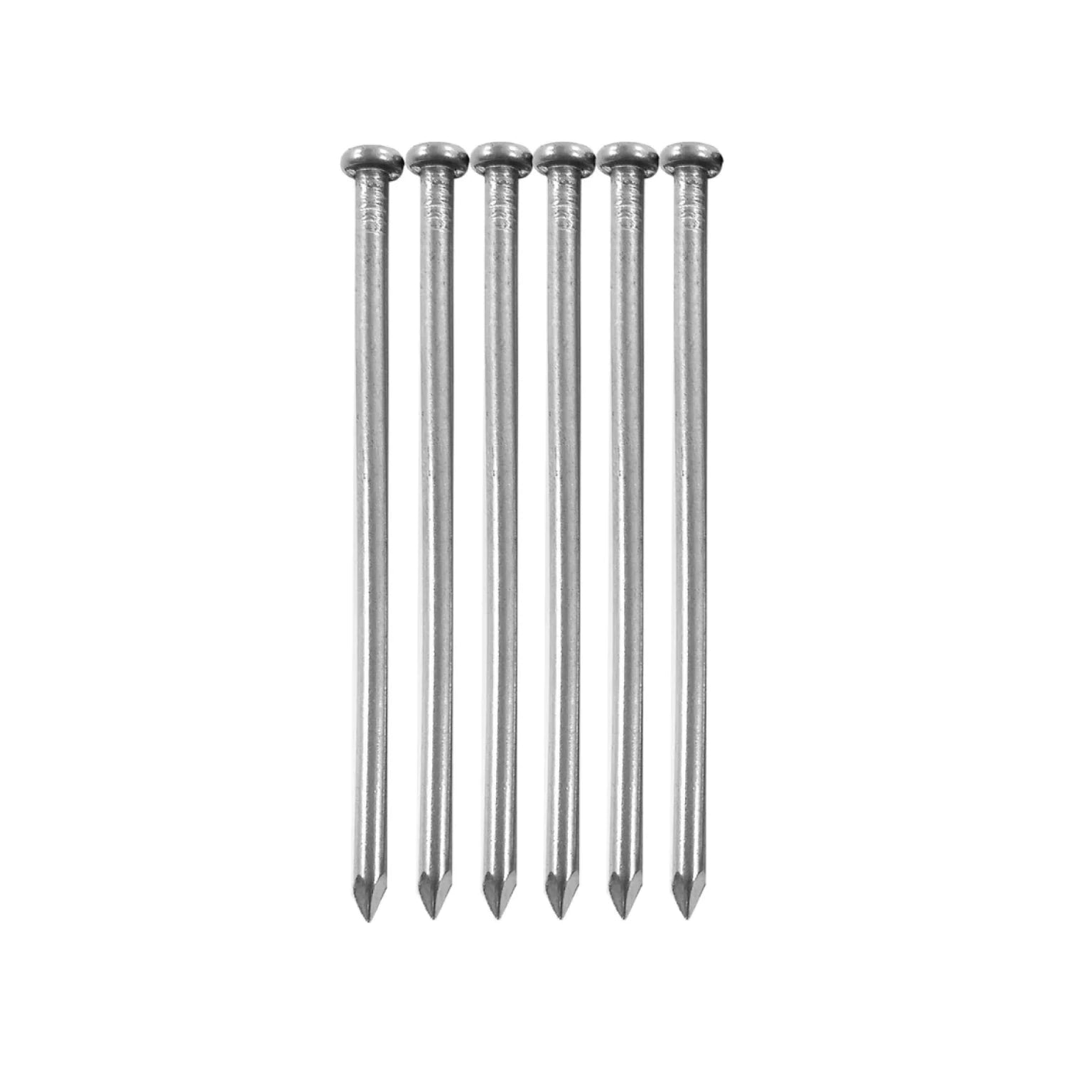 Set de 6 clavos de acero plateados para madera, cabeza plana redonda y punta afilada, uso general