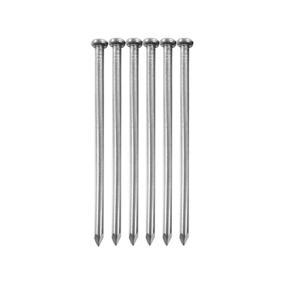 Set de 6 clavos de acero plateados para madera, cabeza plana redonda y punta afilada, uso general