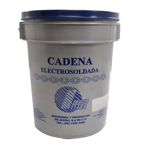 Cadena eslabón galvanizada.,Cadena electro soldada grado 30,Cumple estándares ante la resistencia a la ruptura y la torsión.,Cadena por cubeta de 25 kg medida 1/4