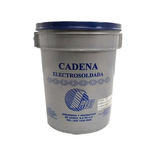 Cadena electrosoldada Opco Prom 1/4 pulgada, acabado pulido, cubeta 25 kg