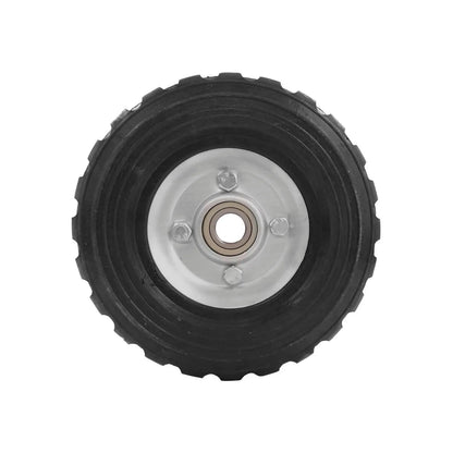 Rueda de goma sólida negra 7" con balero para diablo o carretilla, rin metálico plateado