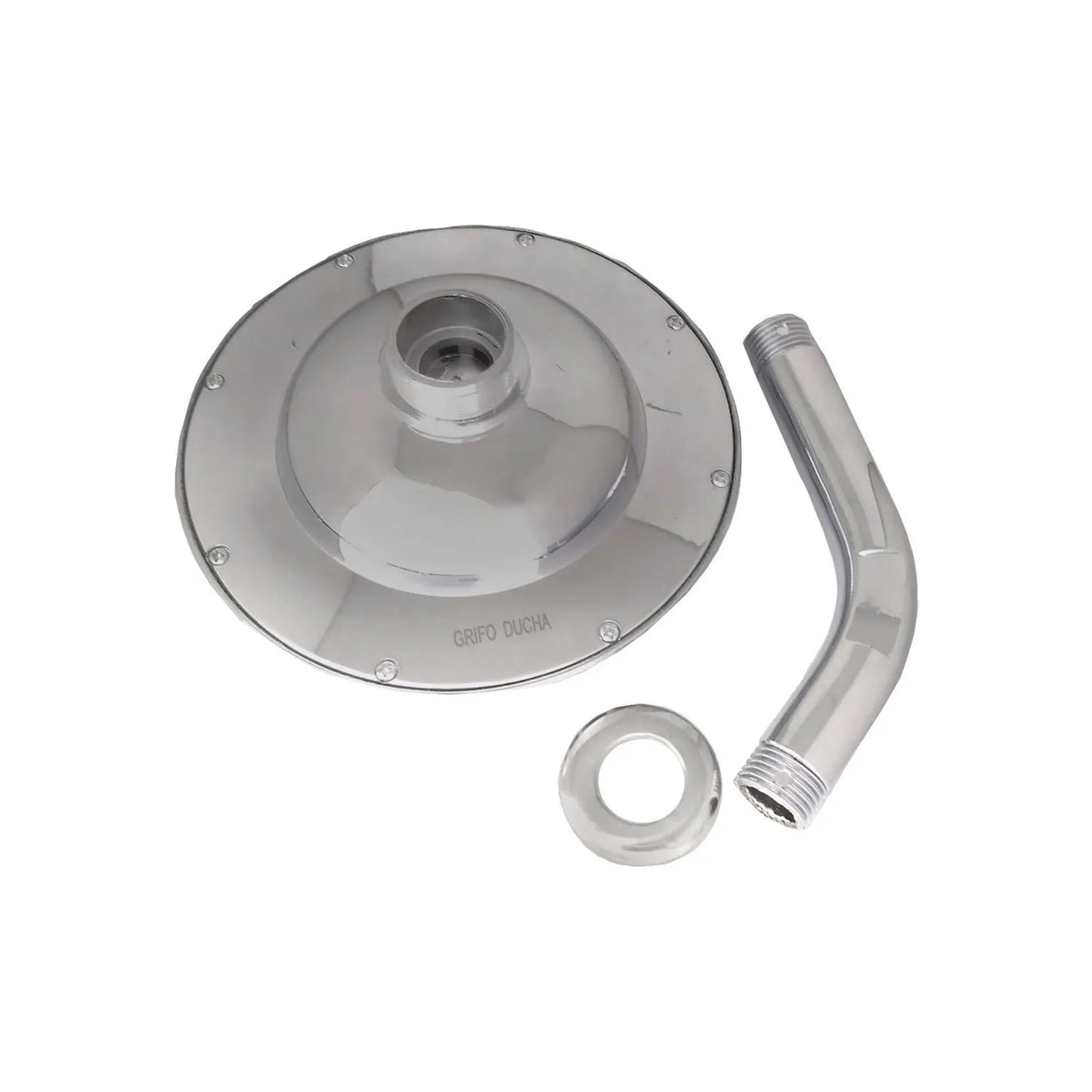 Regadera redonda cromada 6 pulgadas ABS con brazo y embellecedor. Grifo Ducha.