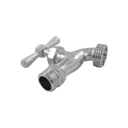Llave de nariz cromada 1/2" con manija de mariposa, rosca doble para instalaciones exteriores