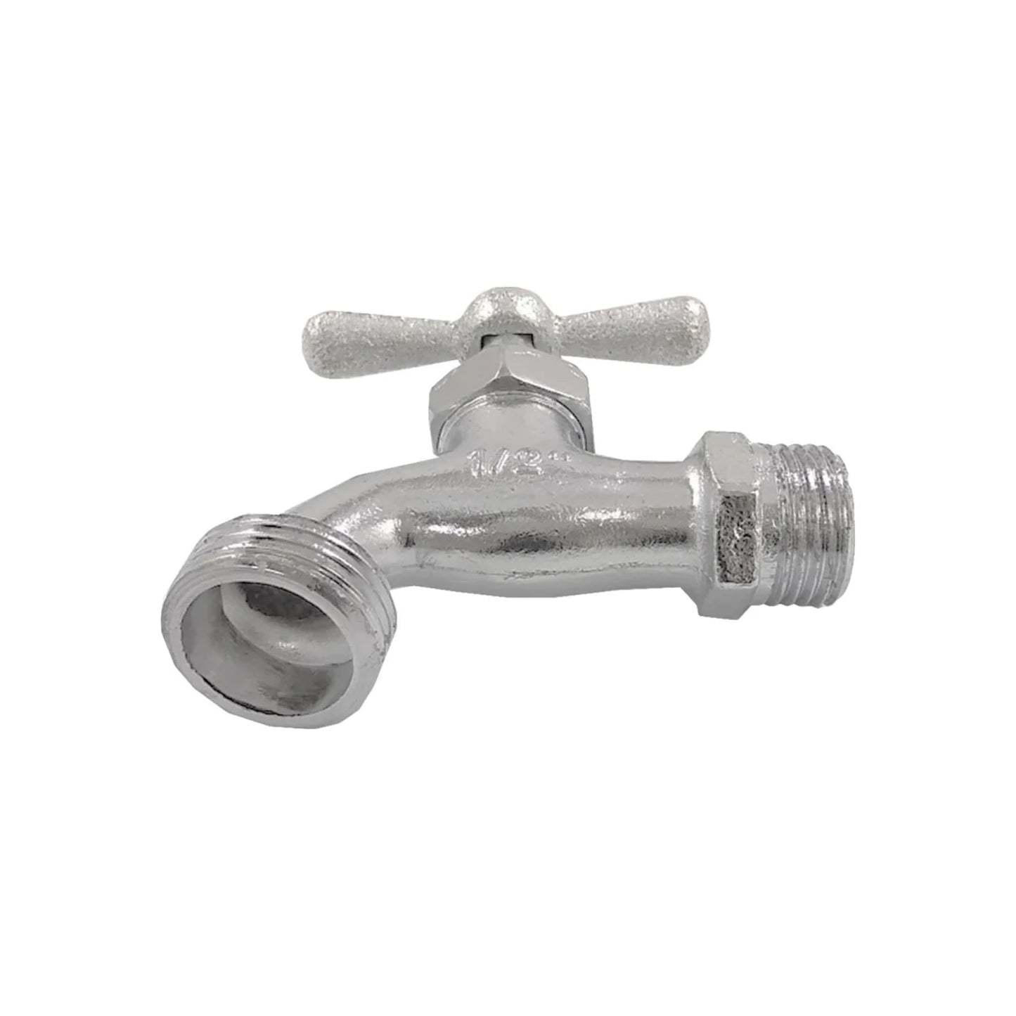 Llave de nariz 1/2 pulgada metálica cromada con rosca para manguera de jardín exterior