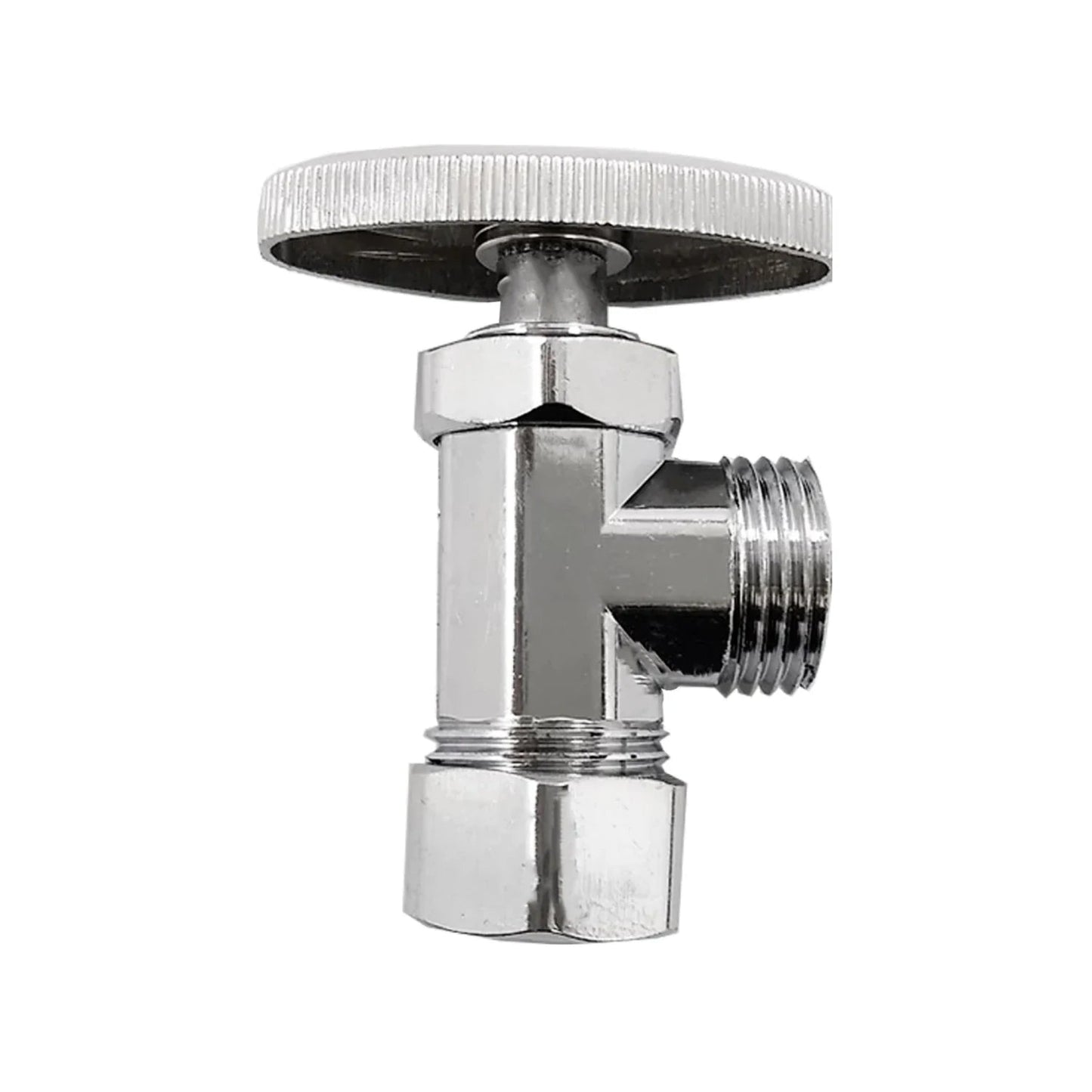 Llave angular de barril cromada 1/2" para control de flujo de agua en inodoros y lavabos