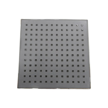 Regadera de ducha cuadrada de 8 pulgadas, gris ABS con boquillas uniformes y borde pulido.