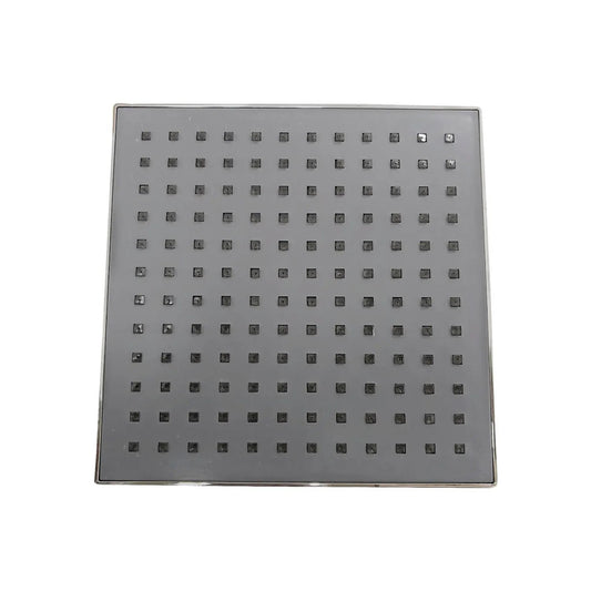 Regadera de ducha cuadrada de 8 pulgadas, gris ABS con boquillas uniformes y borde pulido.