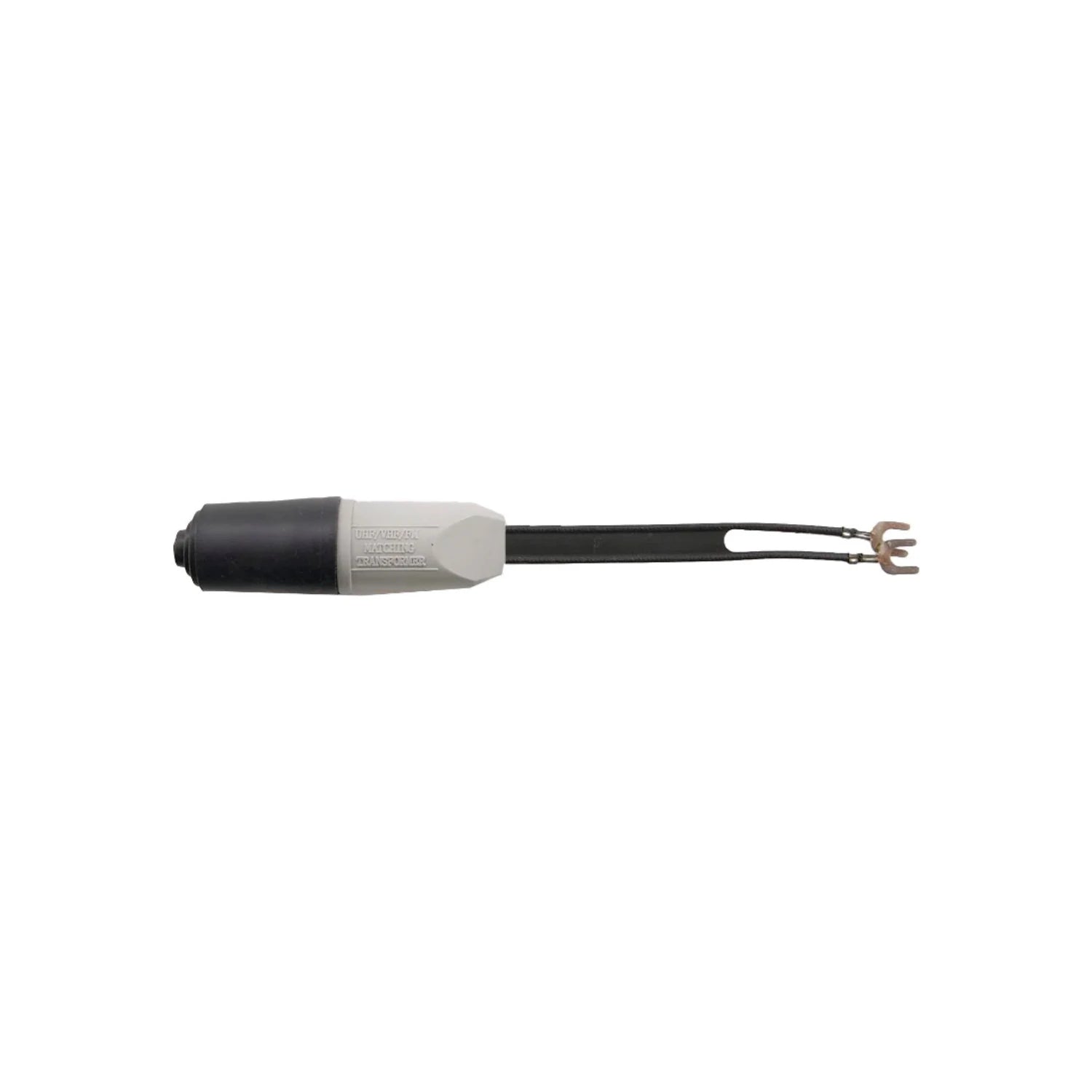 Transformador de impedancia UHF/VHF/FM negro y gris para exterior, conecta antenas a TV