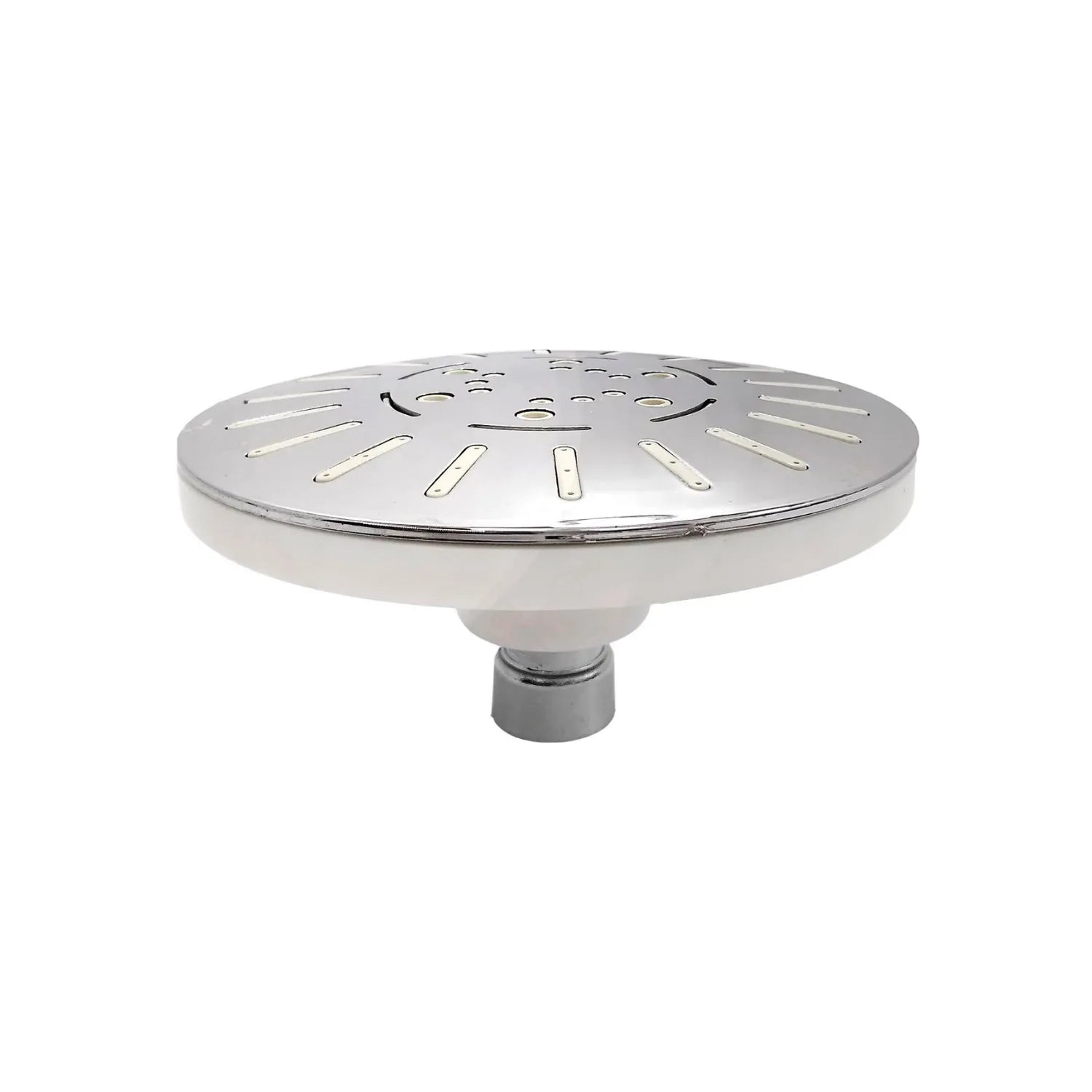 Regadera de ducha redonda cromada 4 pulgadas con acabados blancos en ABS, moderna