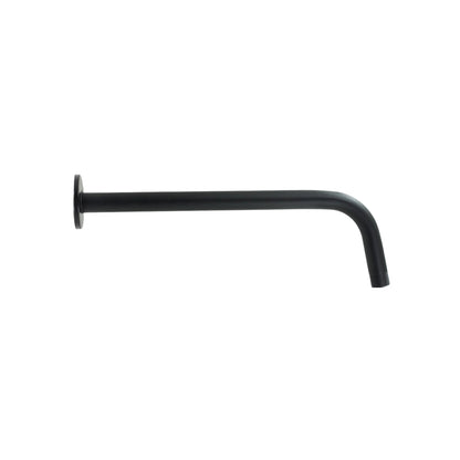 Brazo de regadera curvo negro mate de 40 cm con chapetón para instalación de ducha