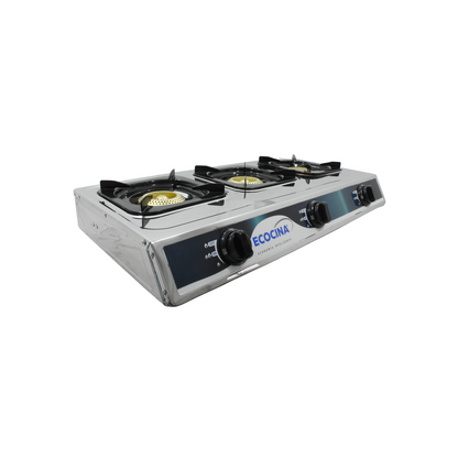 Estufa 3 quemadores cubierta acero inoxidable Ecocina QH-A3