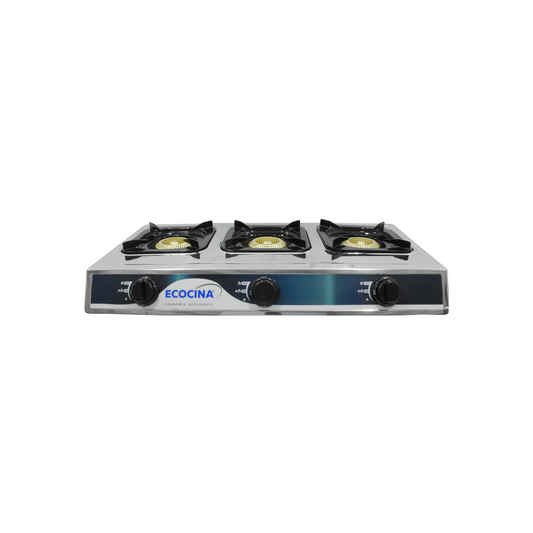 Estufa 3 quemadores cubierta acero inoxidable Ecocina QH-A3