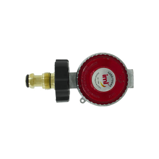 Regulador de gas Iml alta presión rojo con maneral, conexión de latón y 20 PSI