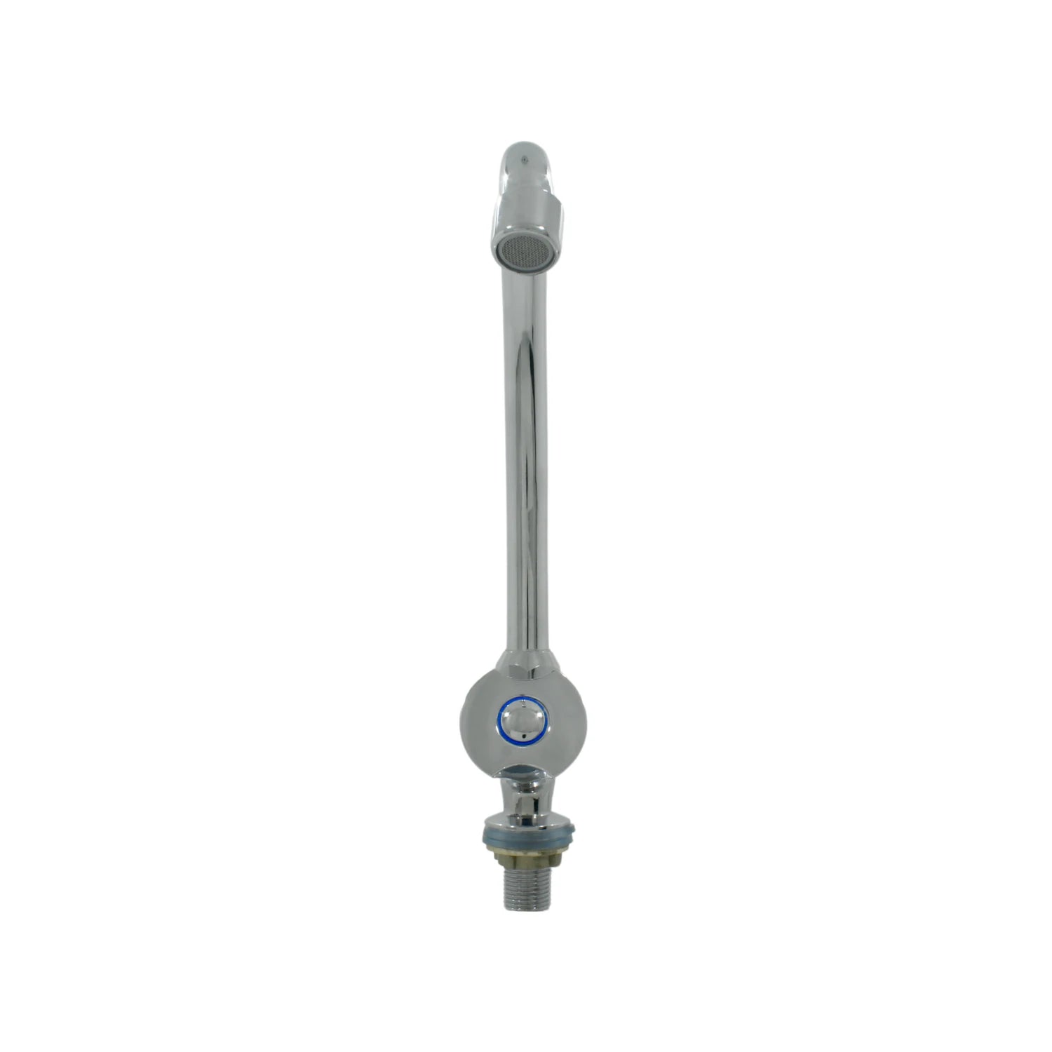 Llave individual de fregadero cromada con accionamiento por botón pulsador para agua fría