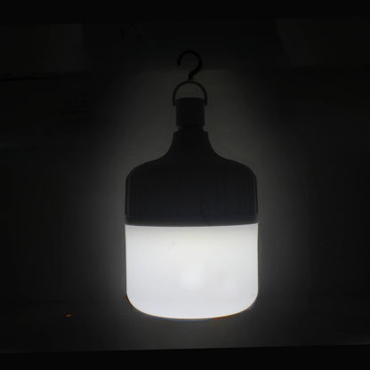 Lámpara de emergencia recargable LED con luz blanca y gancho, portátil para cortes de luz y camping
