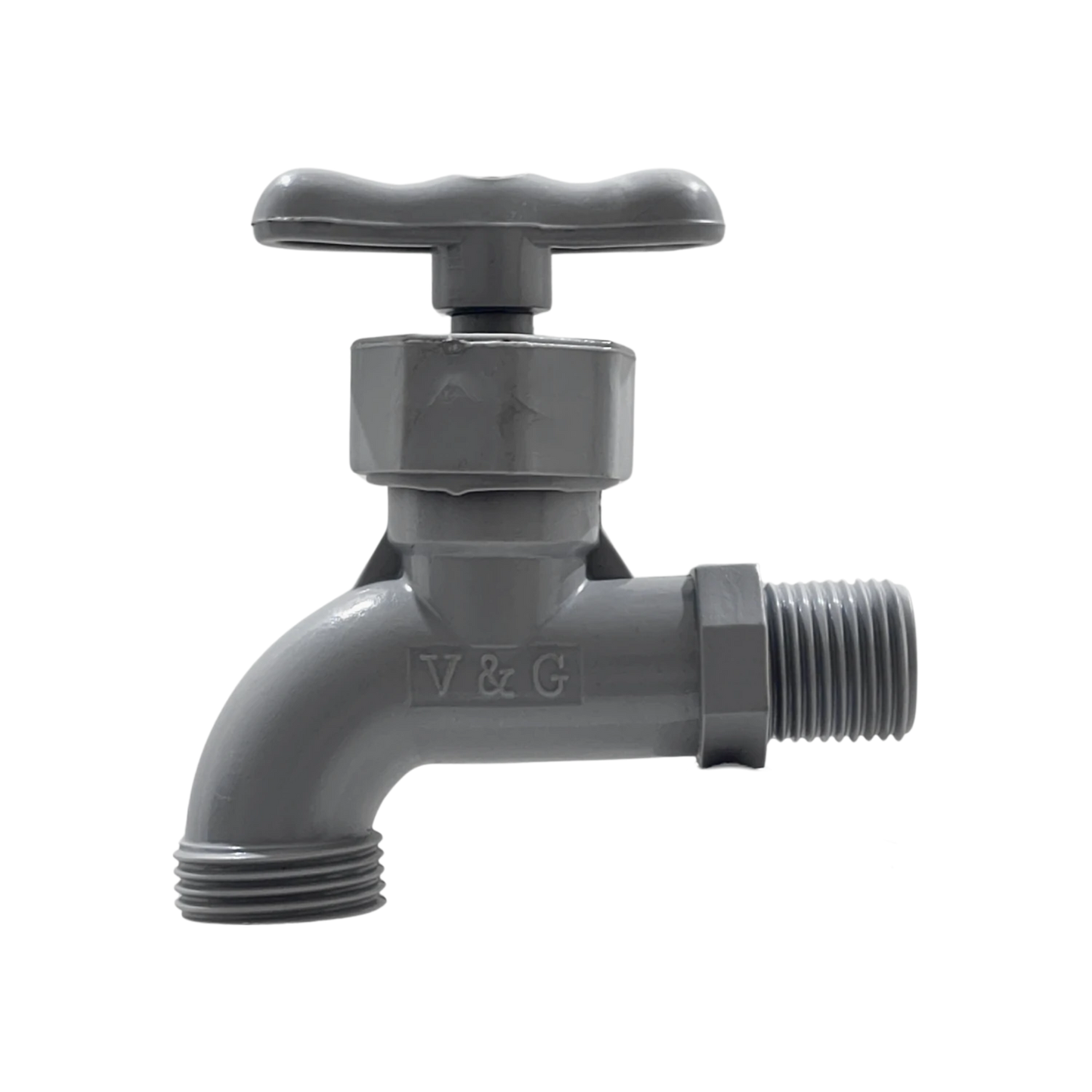 Llave de nariz V&G de plástico gris, grifo de jardín con rosca exterior