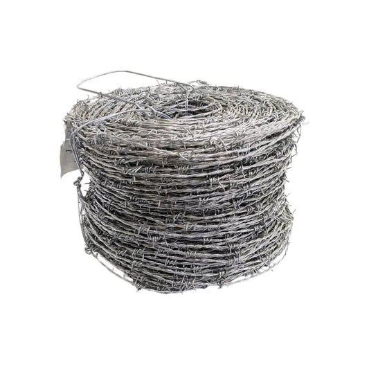 Fabricado en alambre galvanizado por inmersión en caliente.,Calibre: 12.5,Rollo de 360 metros.,4 puntas con una distancia de 5" entre púa y púa.