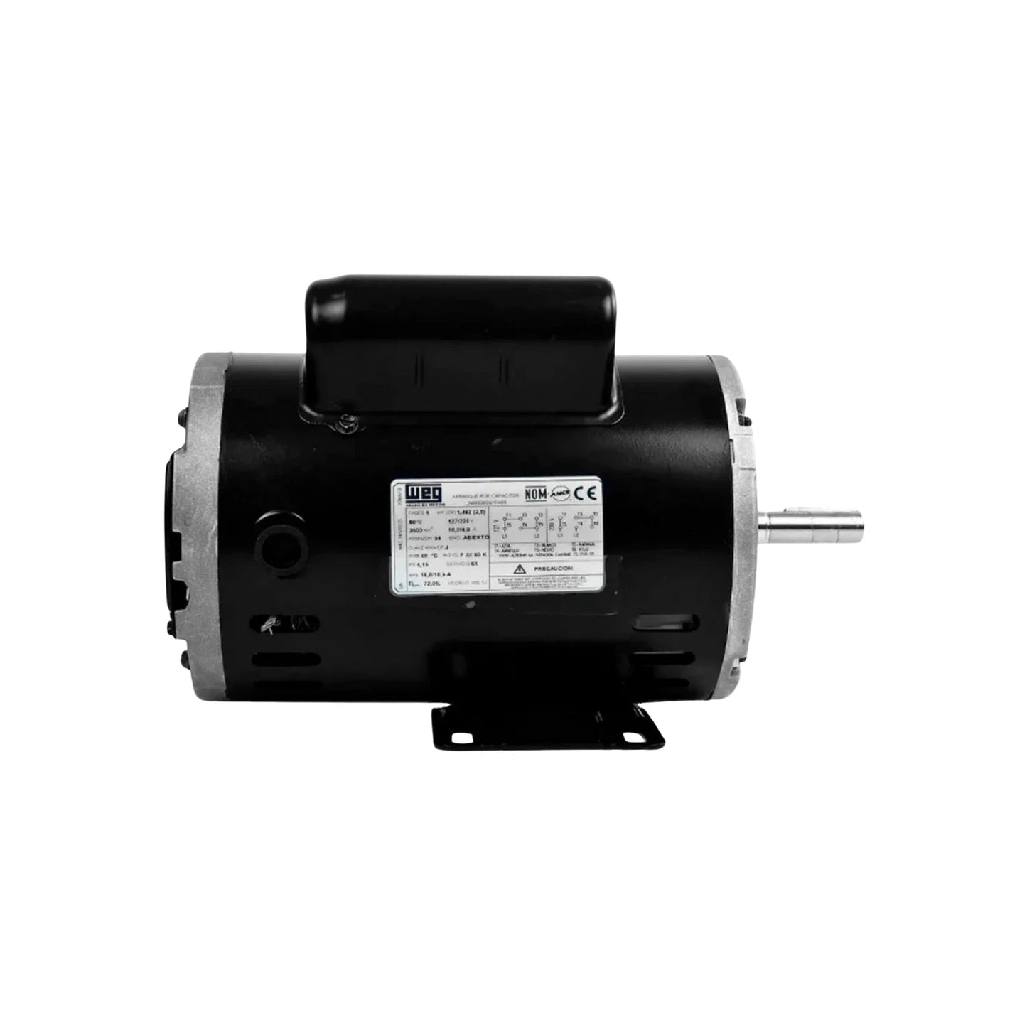 Motor eléctrico WEG 2 HP, 4 polos, monofásico, negro, para compresores, ventiladores y maquinaria industrial