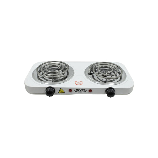 Fuente de alimentación: 127 V,Frecuencia: 60 Hz,Potencia: 1000 W + 1000 W,Resistencia de espiral.,Luz indicadora de encendido y apagado.