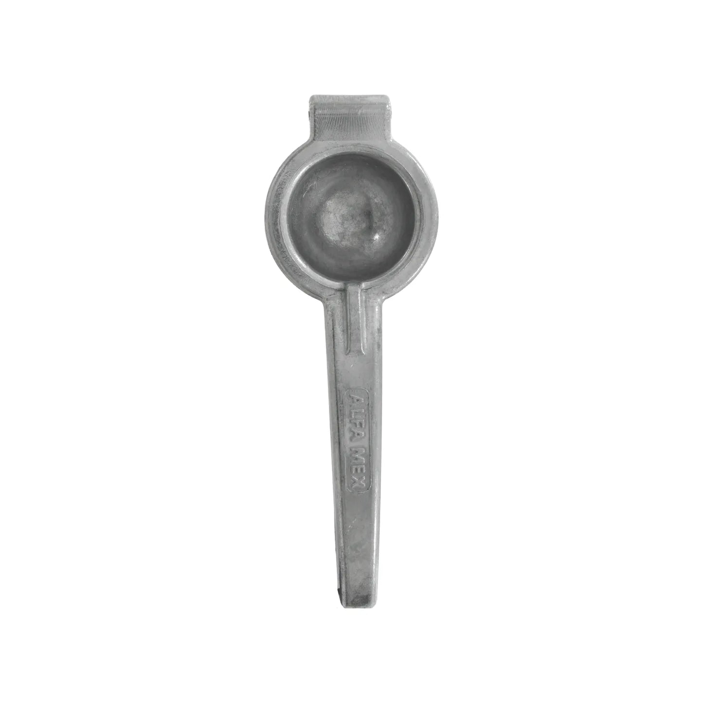 Exprimidor de limones manual de aluminio marca Alfa Mex plateado resistente para cocina