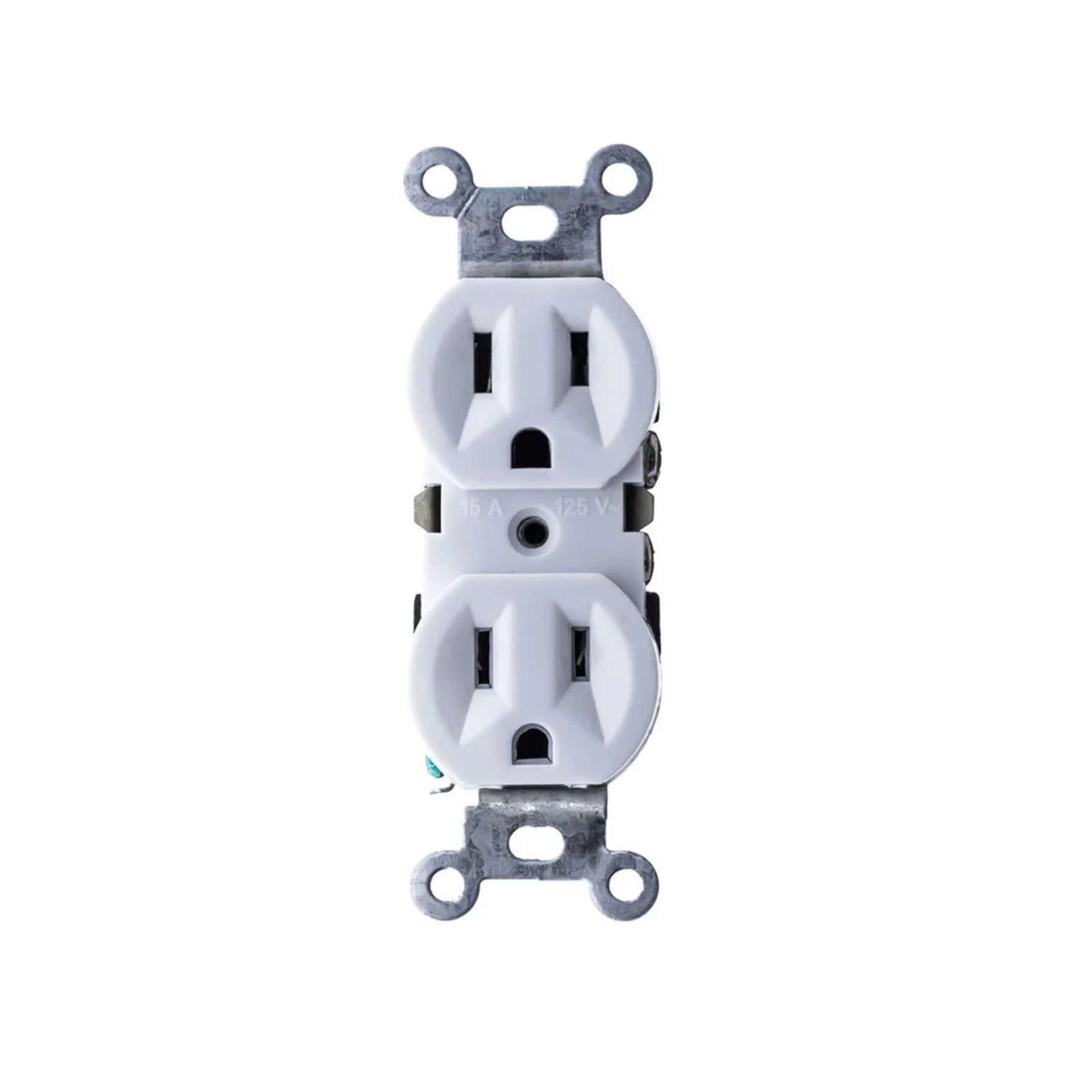 Contacto dúplex eléctrico blanco 15A 125V con conexión a tierra para instalaciones