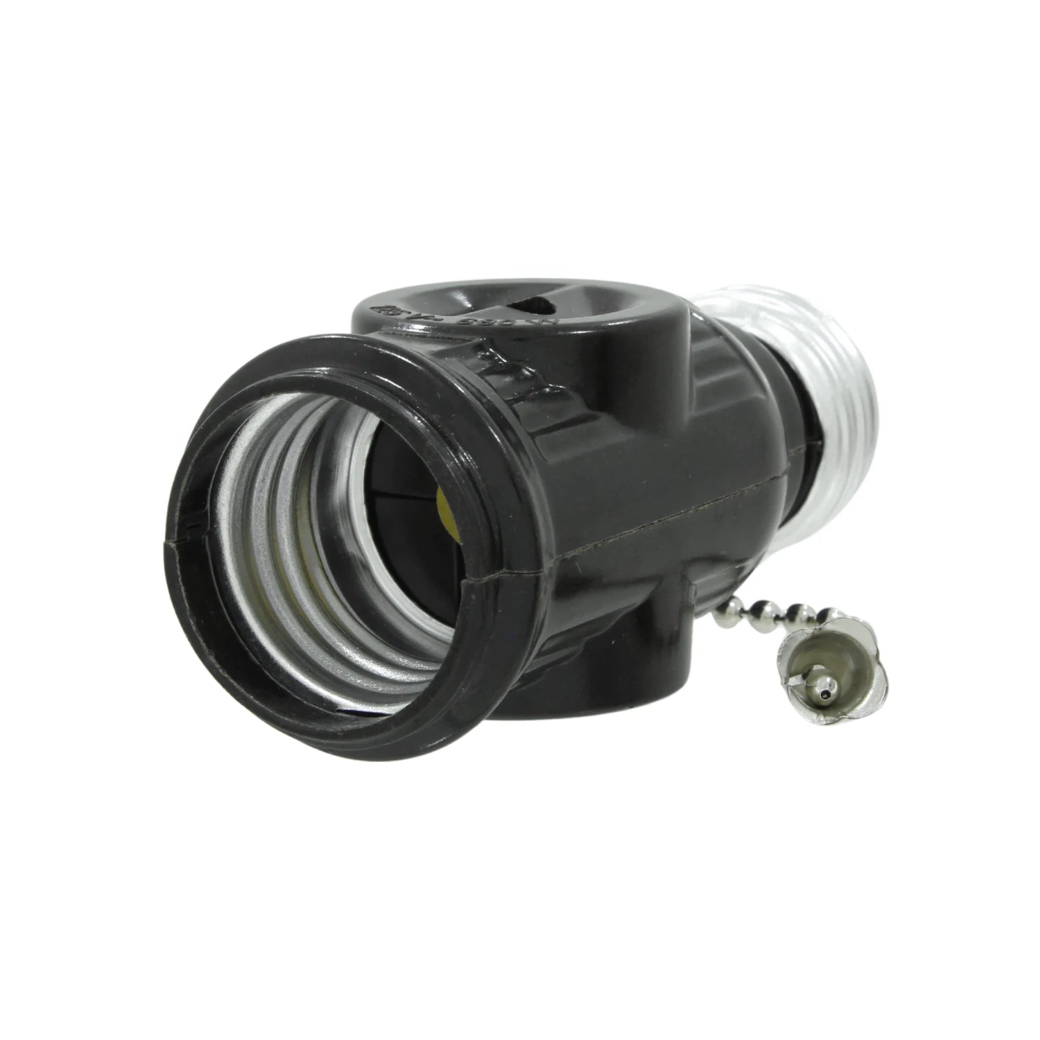Socket ladrón negro con cadena, adaptador de portalámparas E27 con interruptor de luz