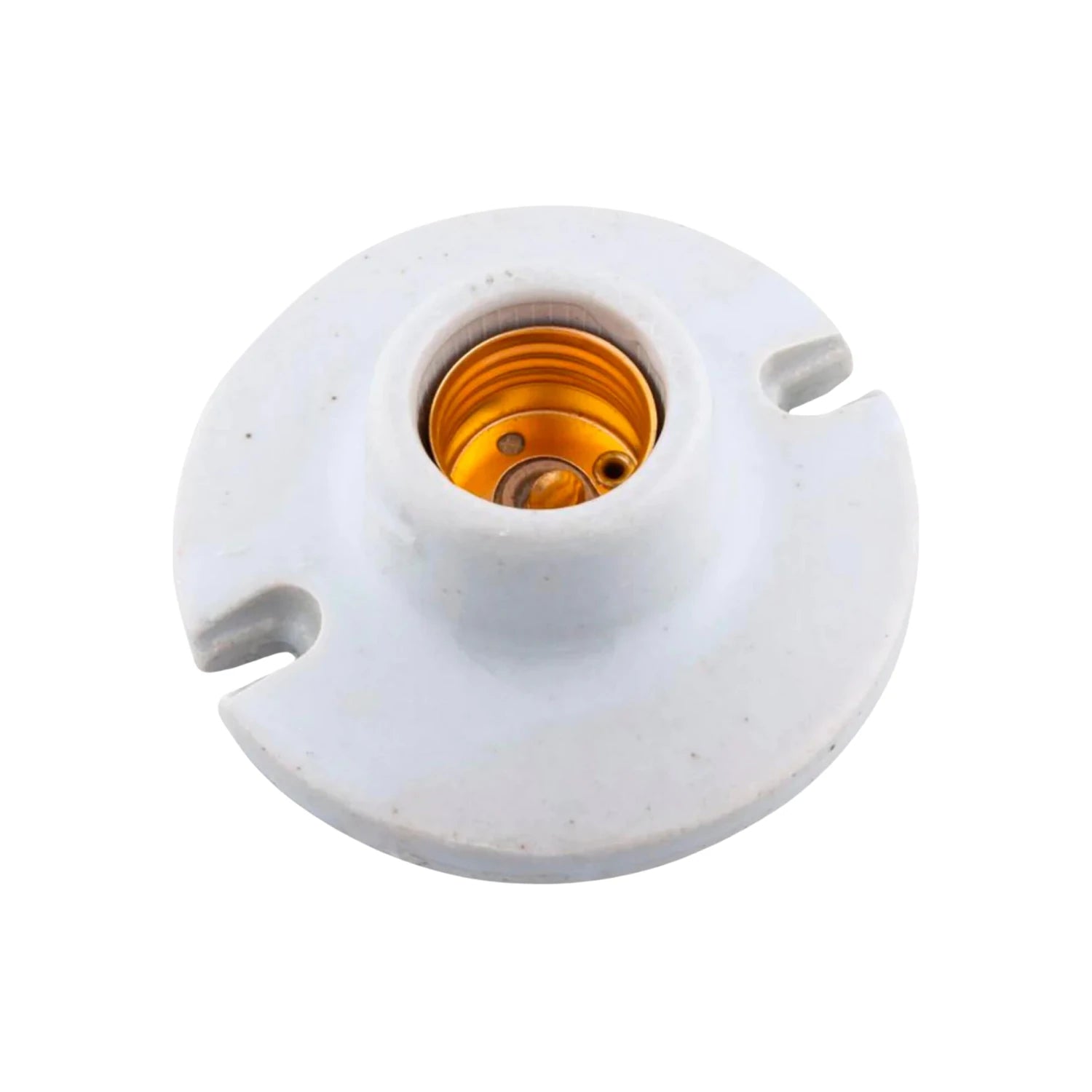 Socket de porcelana blanco para bombilla, rosca E27, montaje superficial.