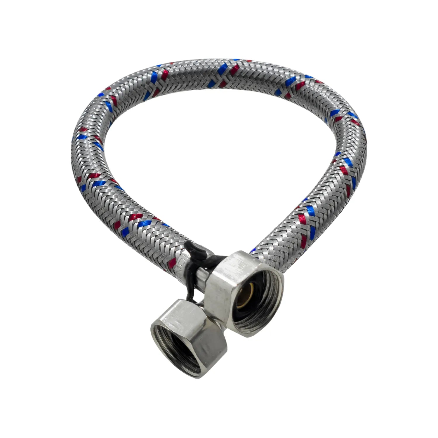 Manguera flexible trenzada de acero inoxidable para agua fría y caliente con conectores hembra cromados