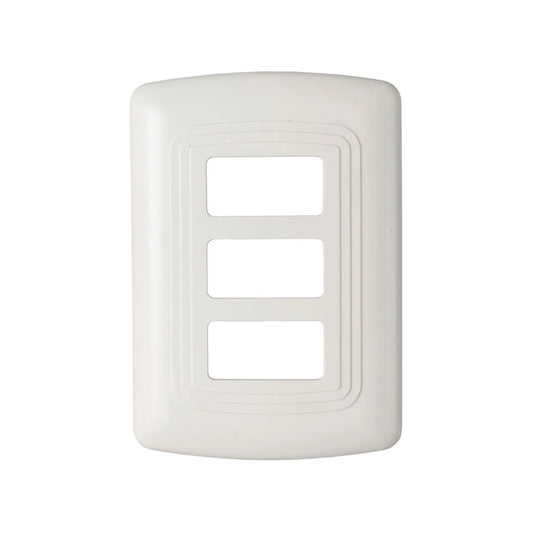 Fabricada de ABS,Placa de 3 ventanas.,Color marfil.,Tipo Venecia.,Uso doméstico.