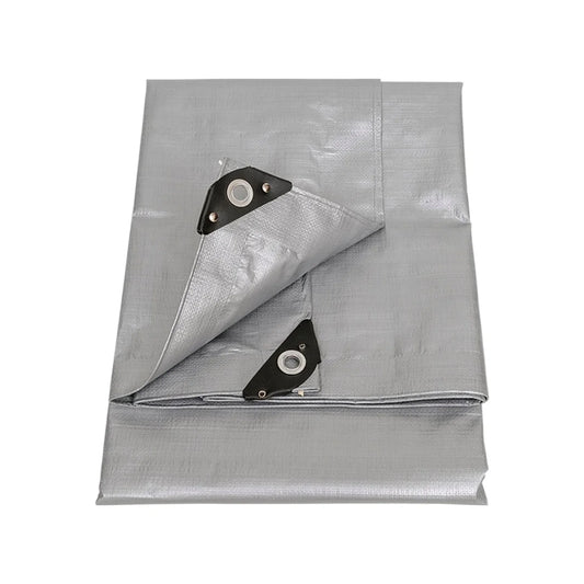 Fabricada en película de polietileno.,Medidas de 1.8 m x 2.4 m (6x8).,Trama de hilo 16×16 por pulgada cuadrada.,Reforzada con ojillos metálicos y costura en sus bordes.,Material tratado para una máxima protección contra el deterioro causado por los rayos ultravioleta.,Uso rudo.,Gris/negro.
