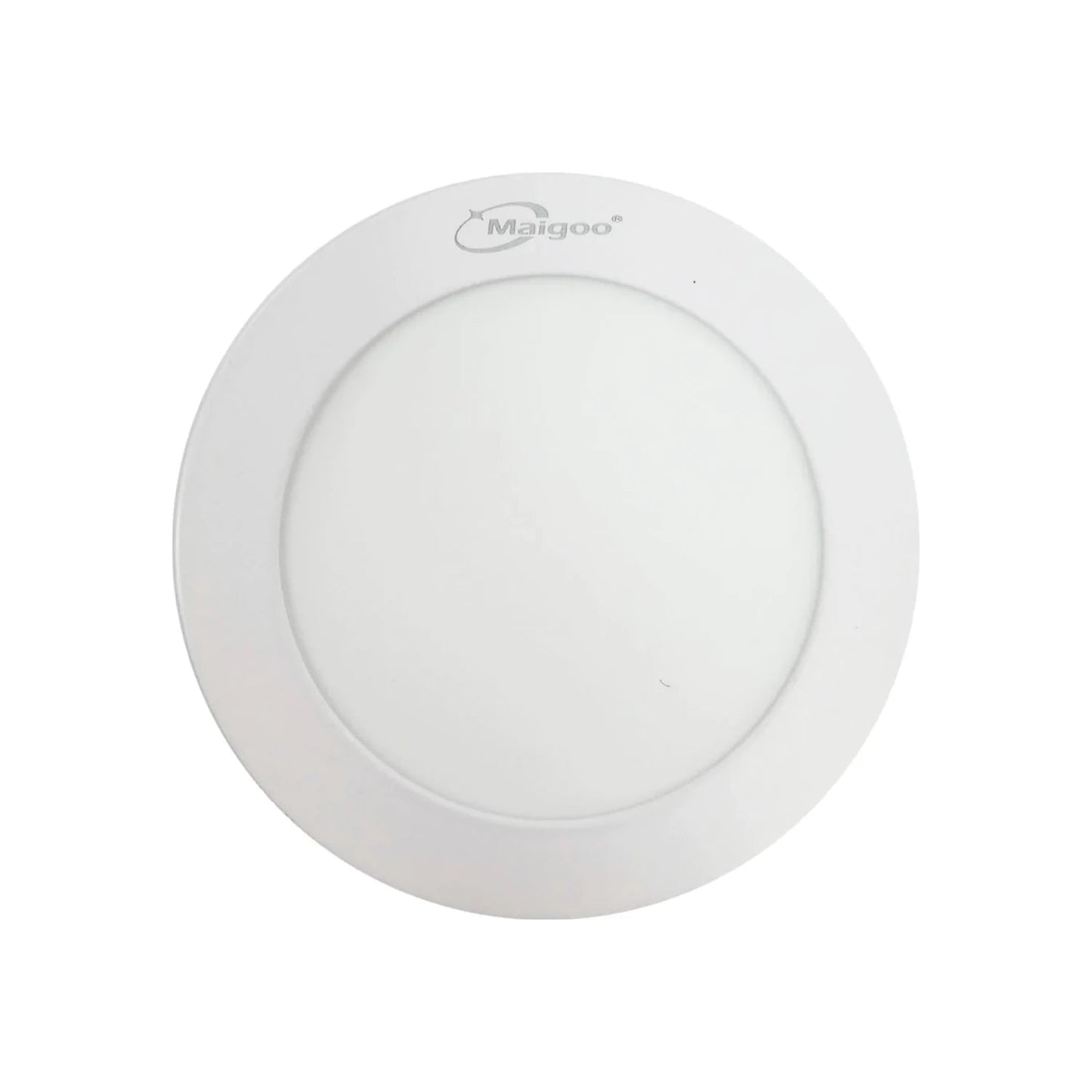 Lámpara panel LED redonda Maigoo blanca, ideal para iluminación general de techos en interiores.
