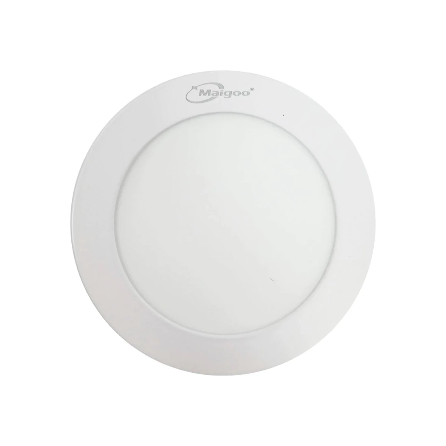 Lámpara panel LED redonda Maigoo blanca, ideal para iluminación general de techos en interiores.