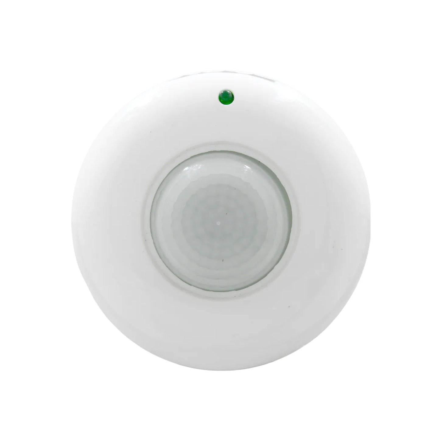 Sensor de movimiento PIR circular para techo color blanco con indicador LED verde para iluminación automática