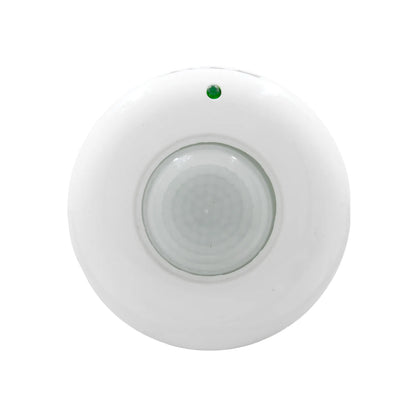 Sensor de movimiento PIR circular para techo color blanco con indicador LED verde para iluminación automática
