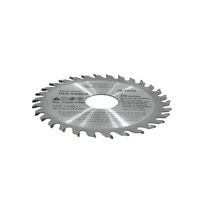 Disco sierra circular Prax 4 3/8" 30 dientes de carburo para madera, Max 11000 RPM, modelo 18-1456