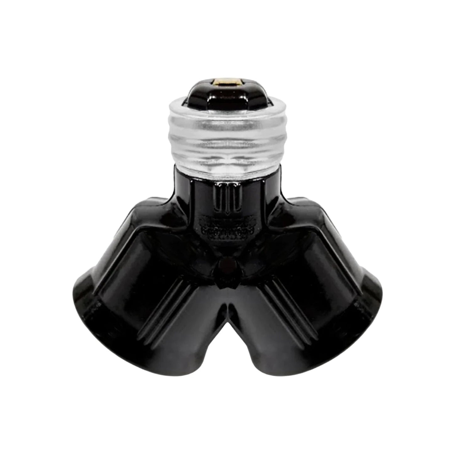 Adaptador de socket doble tipo Y negro para bombillas, convierte una base estándar E26 en dos focos