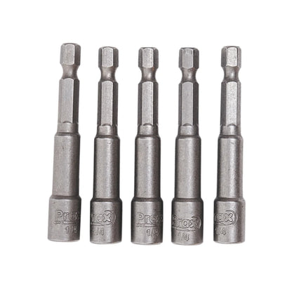 Fabricadas en acero.,Resistente a la torsión.,3/8"x2 1/2" para atornilladores 3/8",Incluye 5 dados.