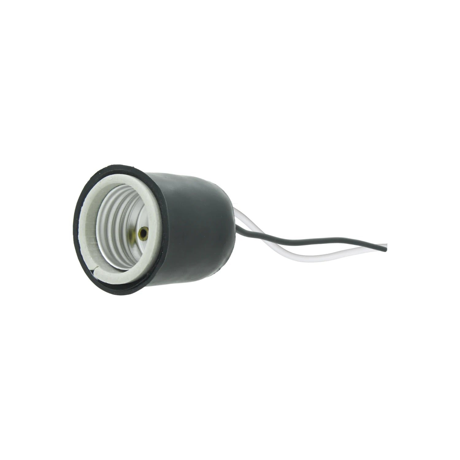 Socket de porcelana negro para intemperie con cables, base de foco E26