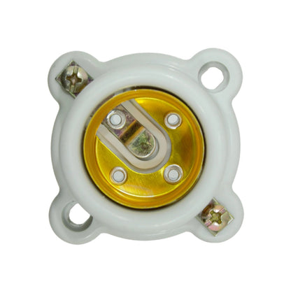 Socket portalámparas cuadrado de plástico blanco para bombillas, montaje superficial con contactos de latón.